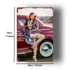 Metal Tin Sign Vintage Car  Tattoo Lady Art X Inch Retro Bar Wall Decor Rustic Metal Plaque for Home Kitchen Garage