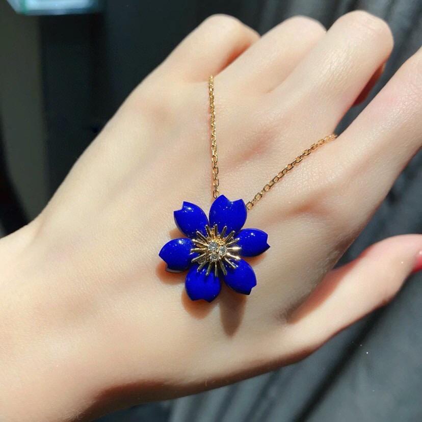 

New Vintage Five Flower Necklace For Women Luxury Jewelry Designer Flower Pendant Pure 925 Sterling Silver Party Link Necklaces
