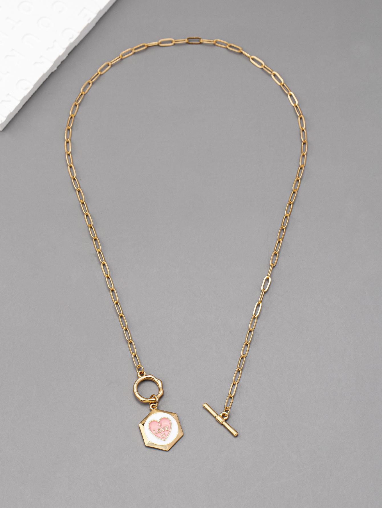 

Европейское и американское ожерелье в форме шестиугольника с любовью, в стиле легкой роскоши, универсальное и высококлассное, милая цепочка на ключицу для женских аксессуаров
