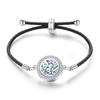 Stainless Steel Tree of Life Aromatherapy Bracelet with Diamonds and Leather Band