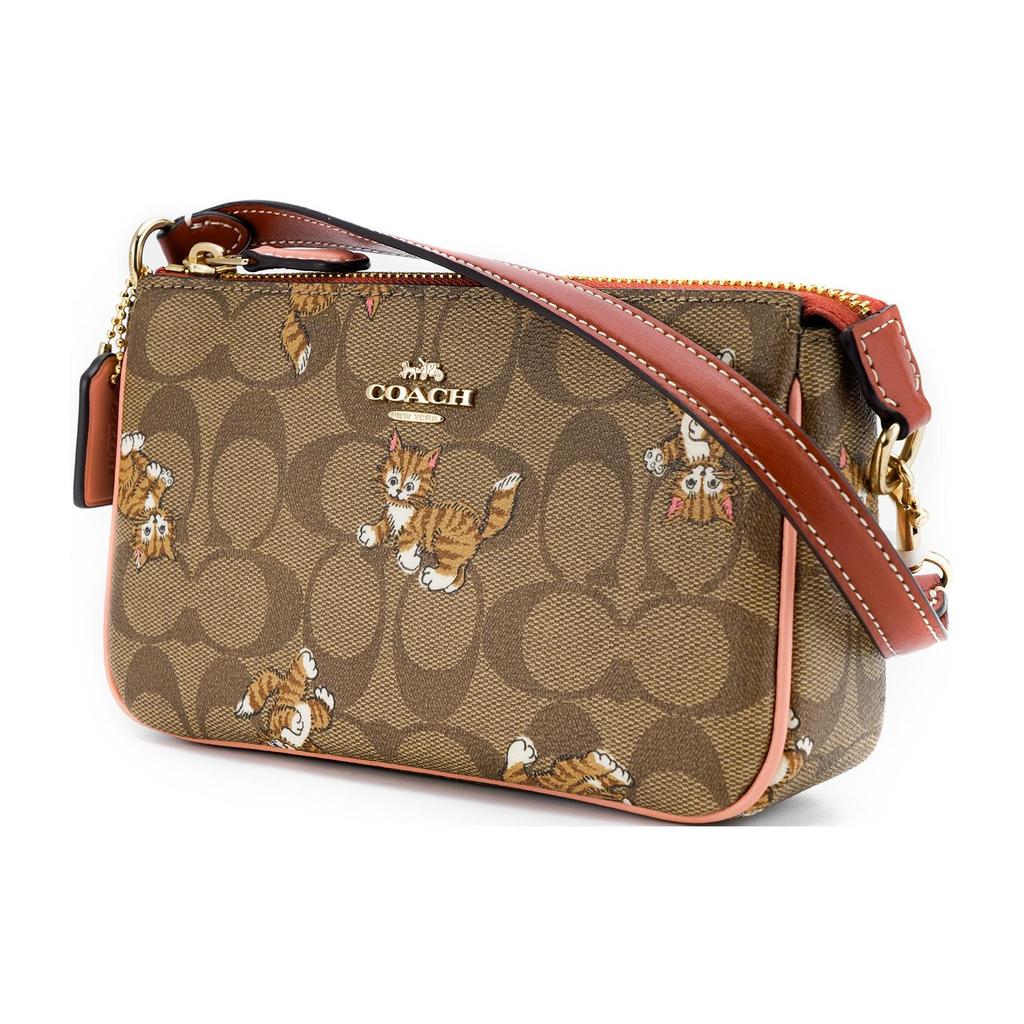 Coach Nolita 19 Animal Badge Series Cat Print Multi-Functional Pocket Signature Coated Canvas With Smooth Leather Shoulder Bag CC418-IME7V
