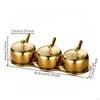 2 Pieces Stainless Steel Condiment Pot Set with Tray Multipurpose