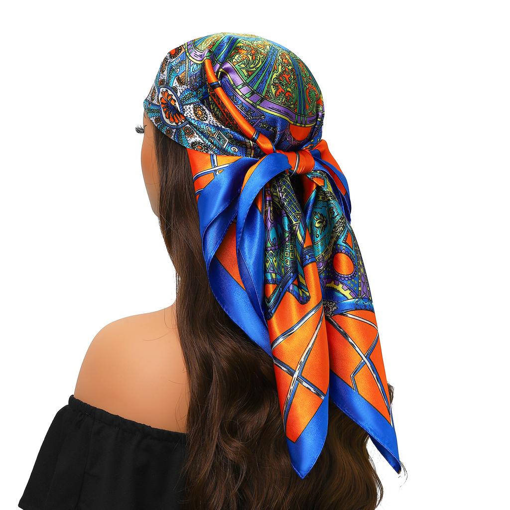 Silk Scarves Women Luxury Brand Summer Fashion Designer Head/Hair Scarf 90*90cm Hijab Bandana Cheveux Foulard Femme 90X90CM