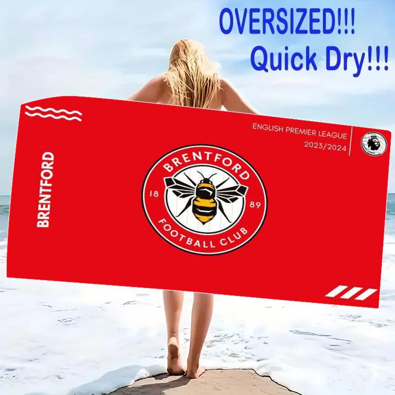 Brentford FC Print Beach Towel, Large Soft Quick Dry Towel for Beach Camping Swimming
