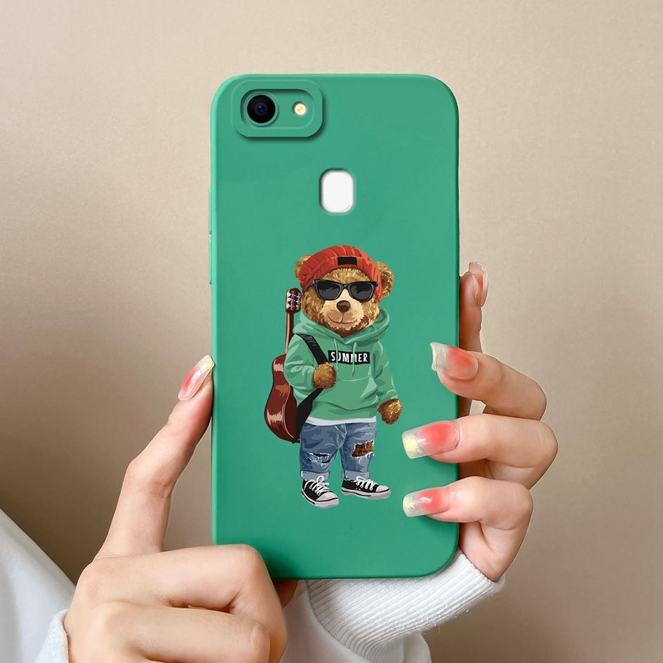 For Oppo F5 F11 F17 F9 F21 F7 F19 F15 Pro Phone Cases Fashion Little Bear Liquid Silicone High Definition Anti Fall Protective Covers For Oppo Housing