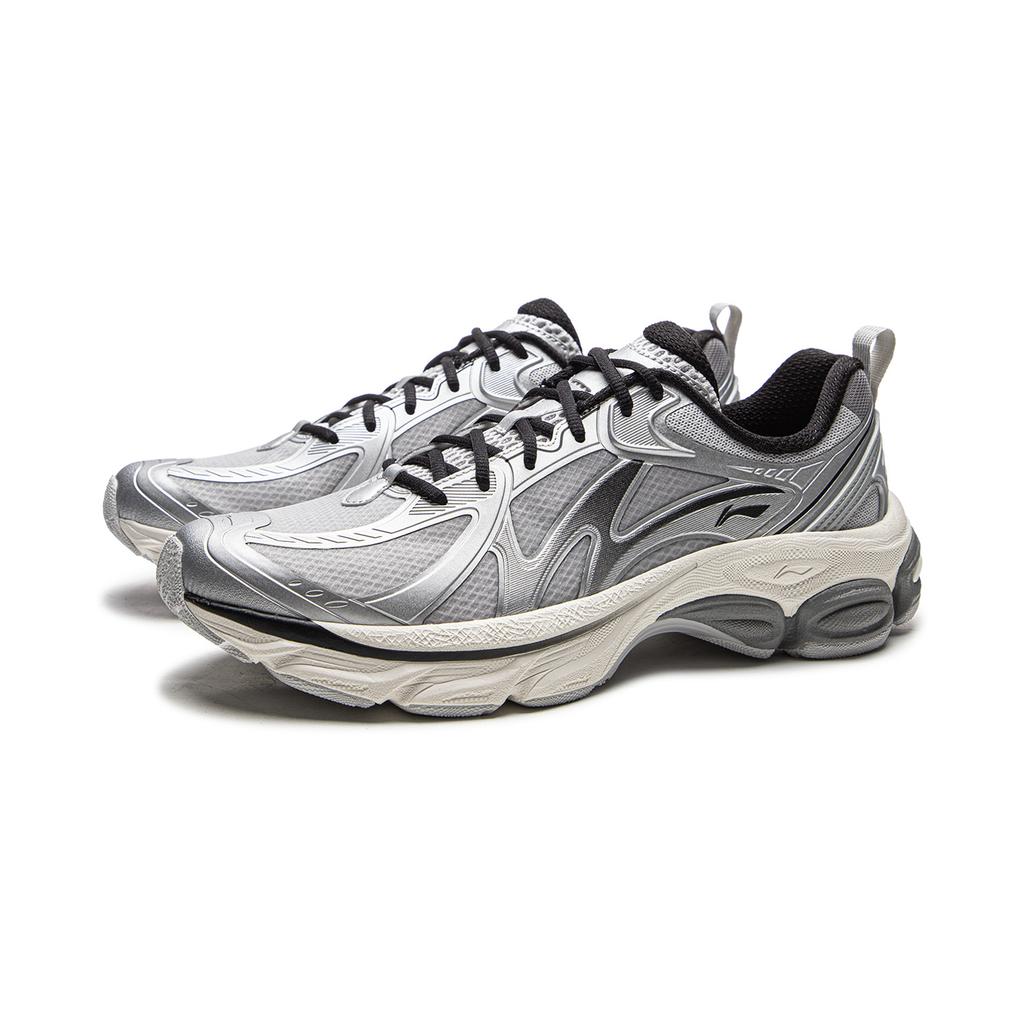 Li Ning Push Pull Boom V2 Cushioning Slip Resistant Abrasion Resistant Rebound Low top Running Shoes Men's Silver Gray ARXW019-4