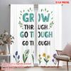2pcs 2D Flat Printing Drapes Grow Through What You Go Through Motivational Wall 100% Polyester Fabric Without Electricity