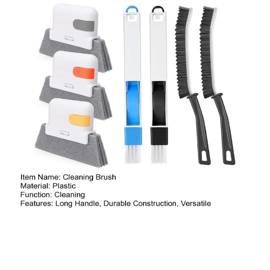 7Pcs Cleaning Brush Set Long Handle Replaceable Sponge Gap Scrubber Window Car Shower Sink Toilet Cleaner