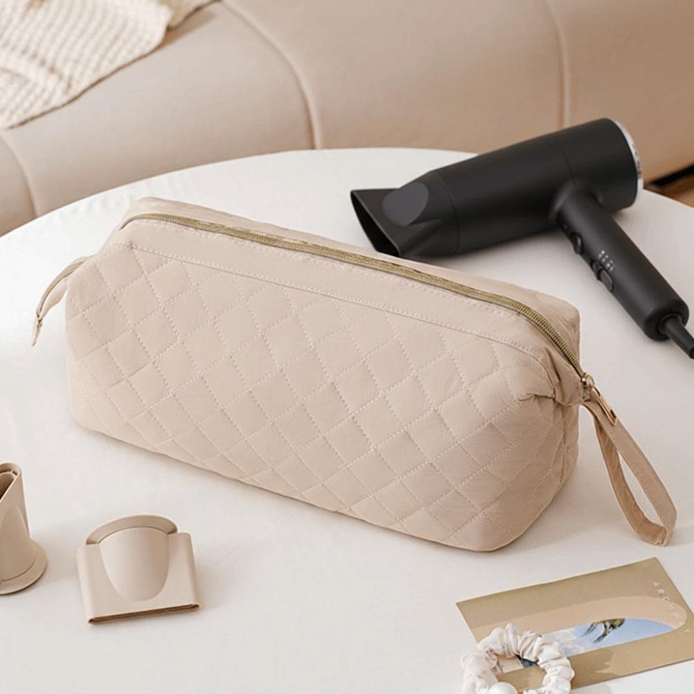 Portable Solid Color Storage Organizer Quilted Large Capacity Makeup Bags Pen Bags Travel