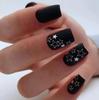 24-Piece Black Star Wearable Nail Patches - Removable False Nail Extensions