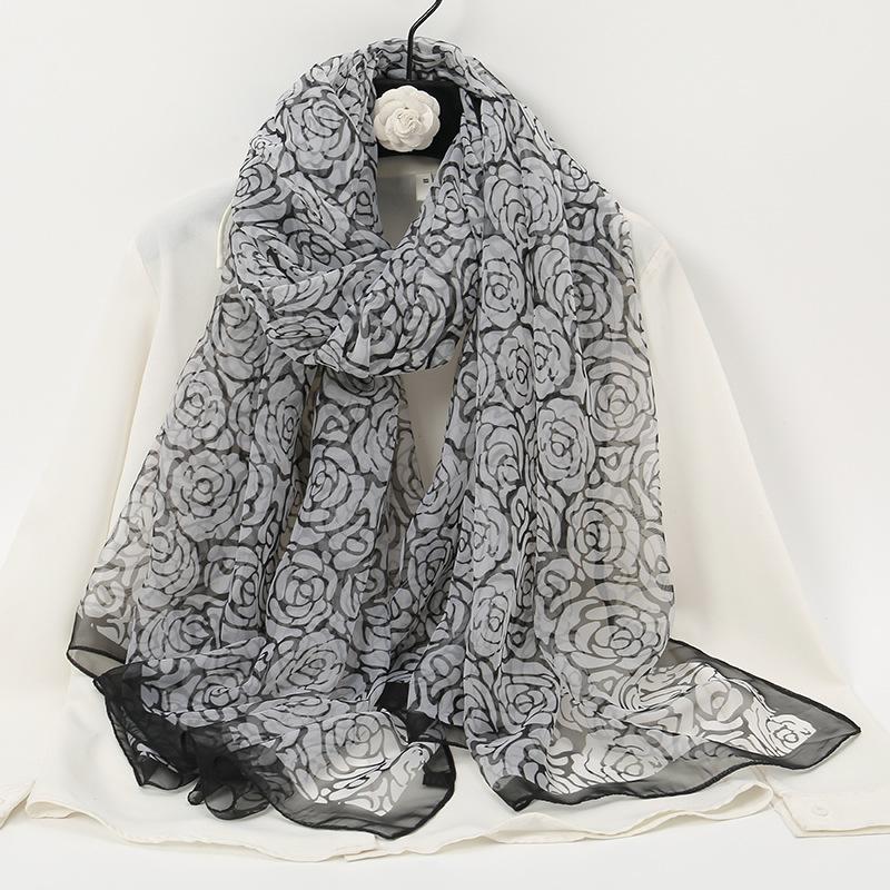 Silk Scarf for Women In Summer Beach Vacation Beach Towel Korean Style Fashion Printed Scarf Soft Yarn Protection Big Shawl