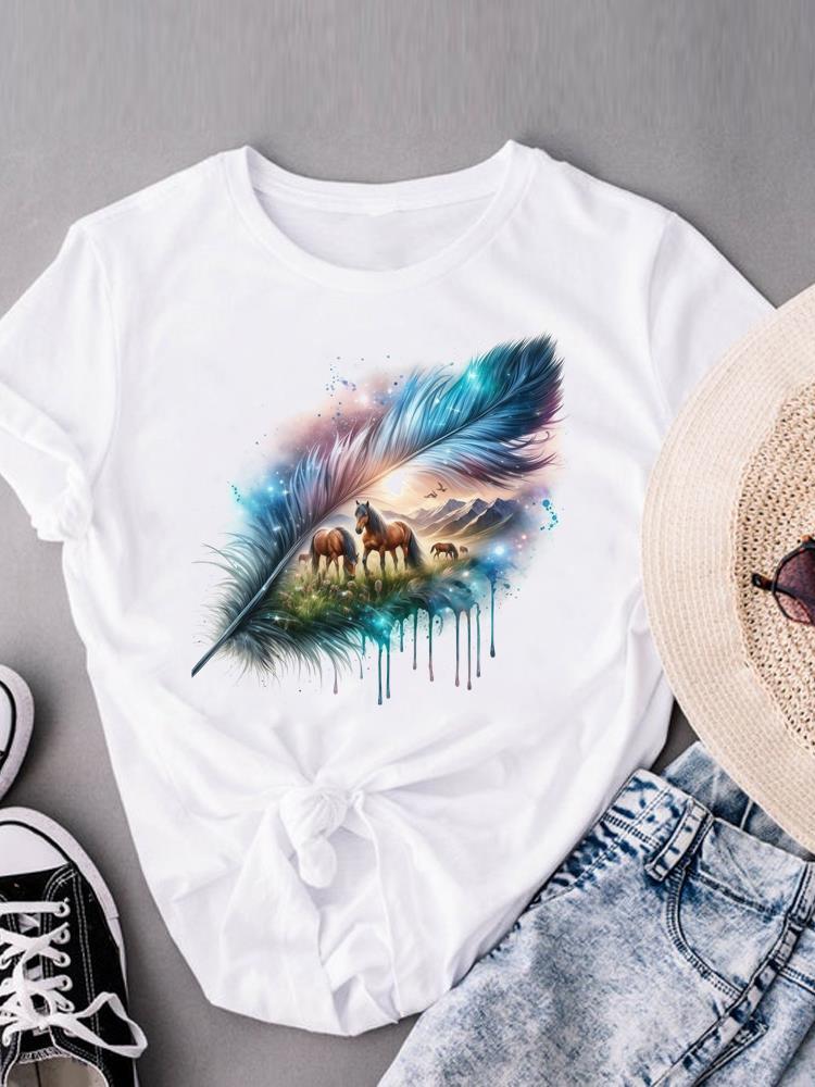 (Asian Size) letter style trend Women's Top Print O-neck Short Sleeve T-shirts Fashion Female Casual T Clothing Graphic Tee