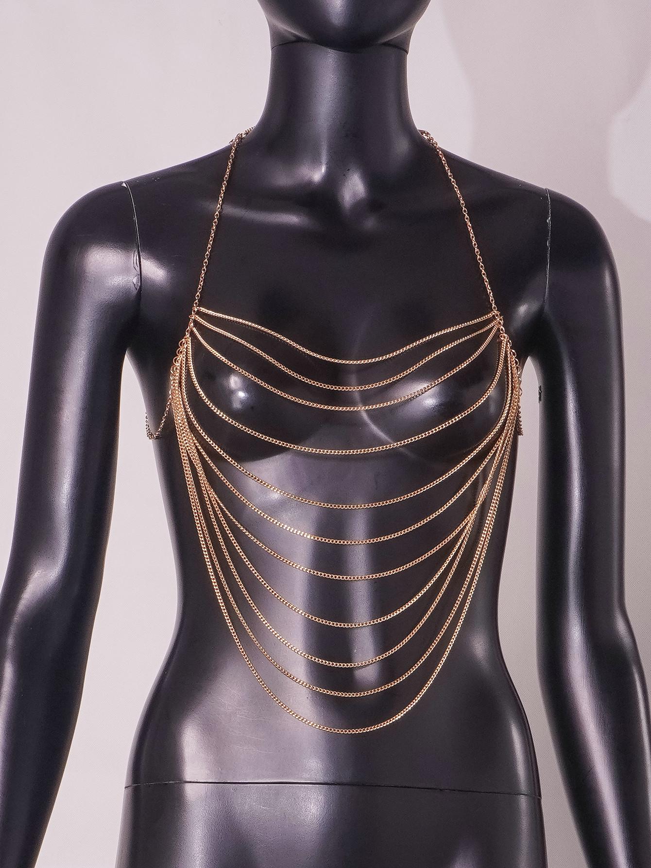 

Аксессуары, простые полые U-образные геометрические орнаменты, сексуальная многослойная цепочка с бахромой для чулок, сексуальная одежда one size fits all золотой