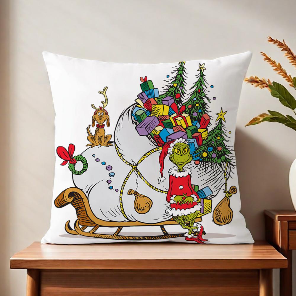 The Cartoon G-Grinch-H Cute Cushion Cover For Pillow Printing Sofa Decoration Home Car Room Coffee Shop Office Nordic Simplicity
