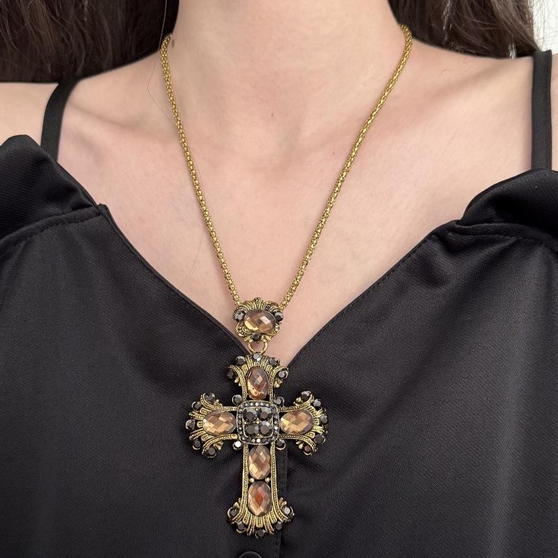 Goth Cross Pendant Necklace Women's Punk Style Fashion Jewelry Accessory Multilayer Chain Choker Necklaces
