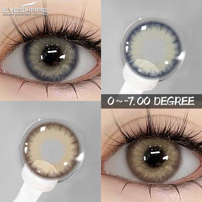 1 Pair Korean Brown Eye Lenses with Degree Natural Colored Contact Lenses with Prescription Beautiful Pupil Gray