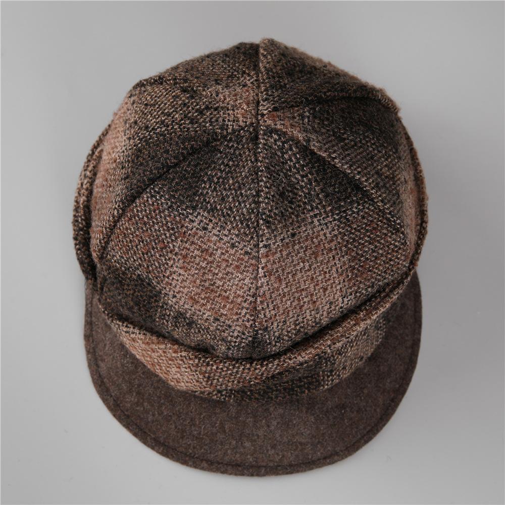 Autumn and winter mother elegant temperament woolen ear cap women retro painter hat plaid cap showing small face
