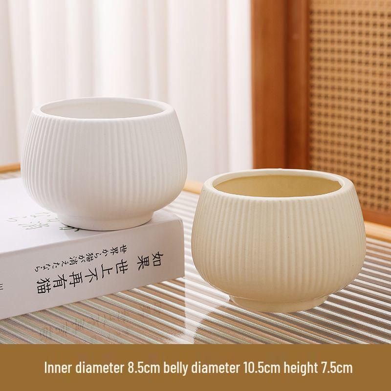 Ceramic Flower Pot with Tray for Orchids and Succulents