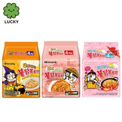 Samyang Buldak Hot Chicken Ramen 3 Flavors  (Rose / Cheese / Carbonara) 140g | Korean Spicy Stir-Fried Noodles