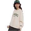Li Ning Sports Lifestyle Series Letter Print Round Neck Loose Pullover Long Sleeve Sweatshirt Women sweatshirt Off-White AWDU804-1