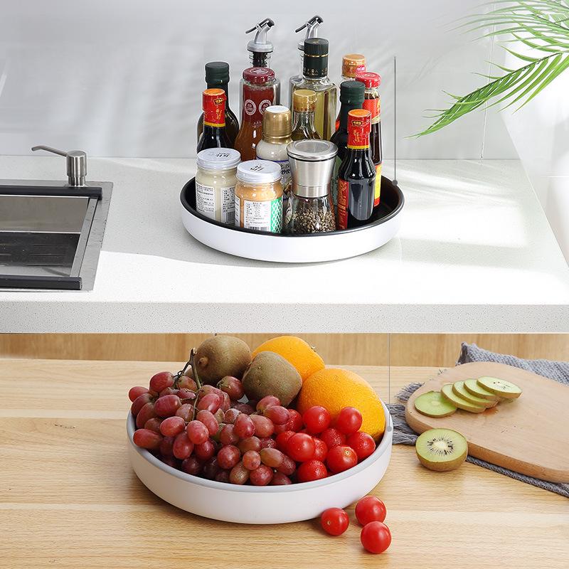 Yikeke Kitchen Rotating Rack: Multi-Function Countertop Tray for Seasonings, Soy Sauce, and Fruit Storage.