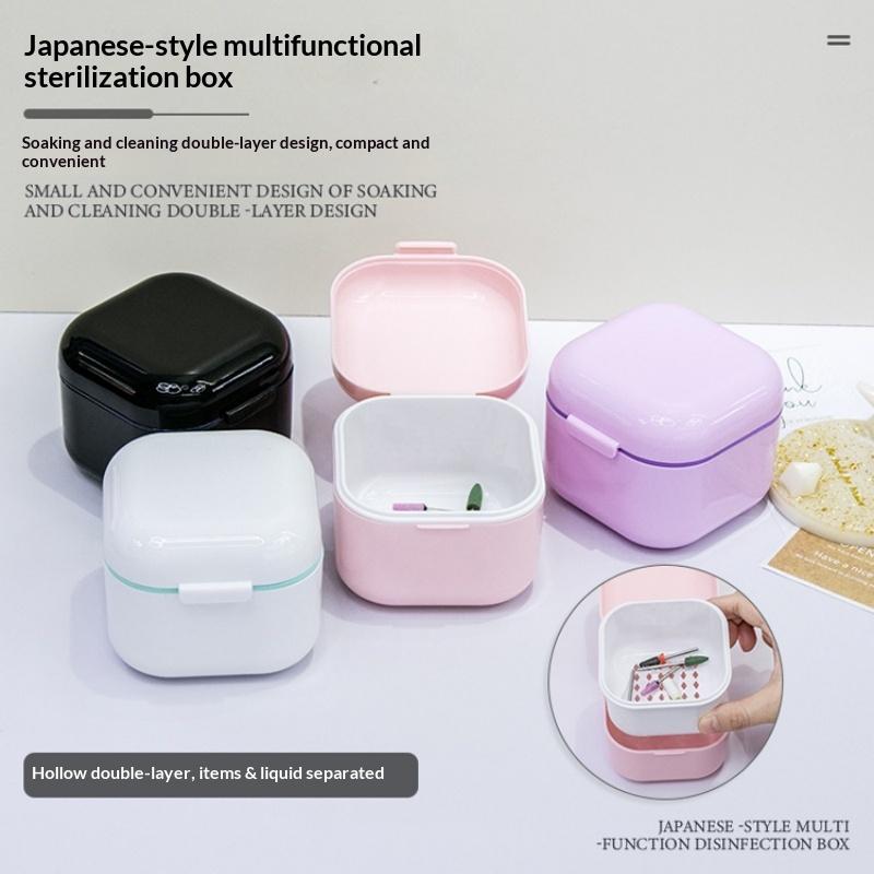 Non-Toxic Multifunctional Disinfection Box Double Layer Soaking Feature for Nail Art Tools Salon Manicure