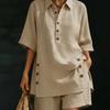 Women's Short-sleeve Shirt & Loose Pants Two-Piece Set - 2026 Autumn/Summer Collection