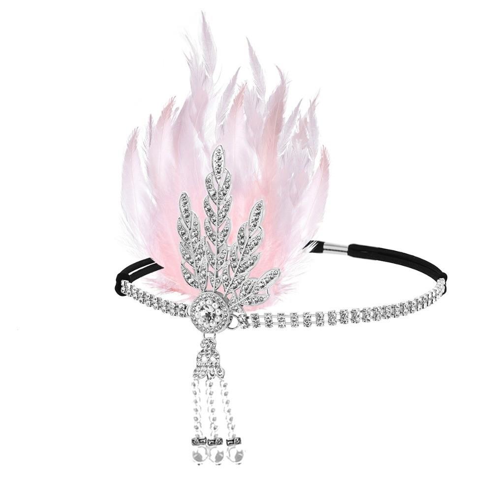 Black Sequin Feather Headwear Rhinestone Beaded Korean Style Headband  Cosplay Event