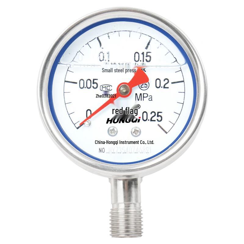 Hongqi YTN-60BF Stainless Steel Shock-Resistant Pressure Gauge