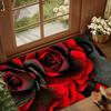 Rose Flowers Love Romantic Rug Carpet for Living Room Bedroom Decor Floor Mat Non-slip Decoration for Sofa Doormat Red Black