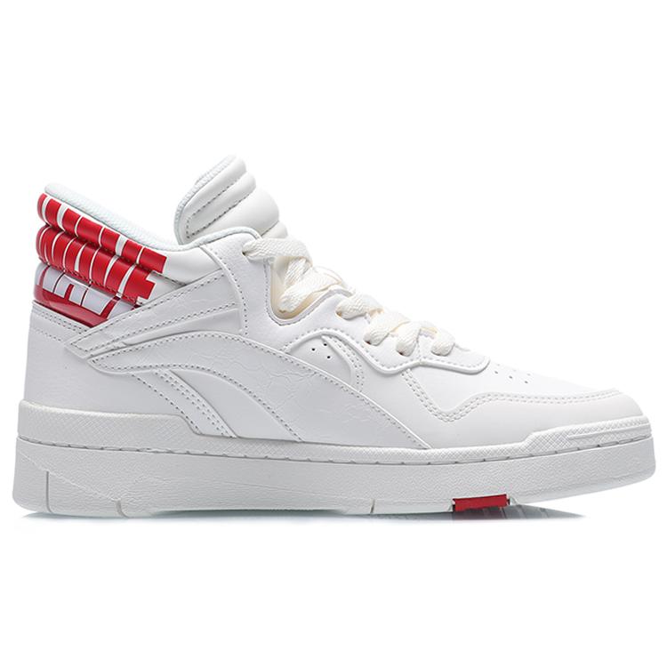 Li Ning Wave Coverage Thermal Slip Resistant Mid Top Skateboard Shoes Women's White Red AGCQ238-1