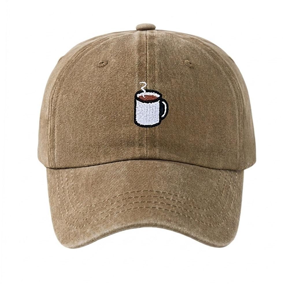 Embroidered Coffee Cup Baseball Cap Hip Hop Sun Hat Retro Distressed Baseball Cap Unisex