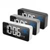 Charging Mirror LED Music Clock Large Word Digital Clock  Alarm Clocks Snooze with Music Adjustable Sound