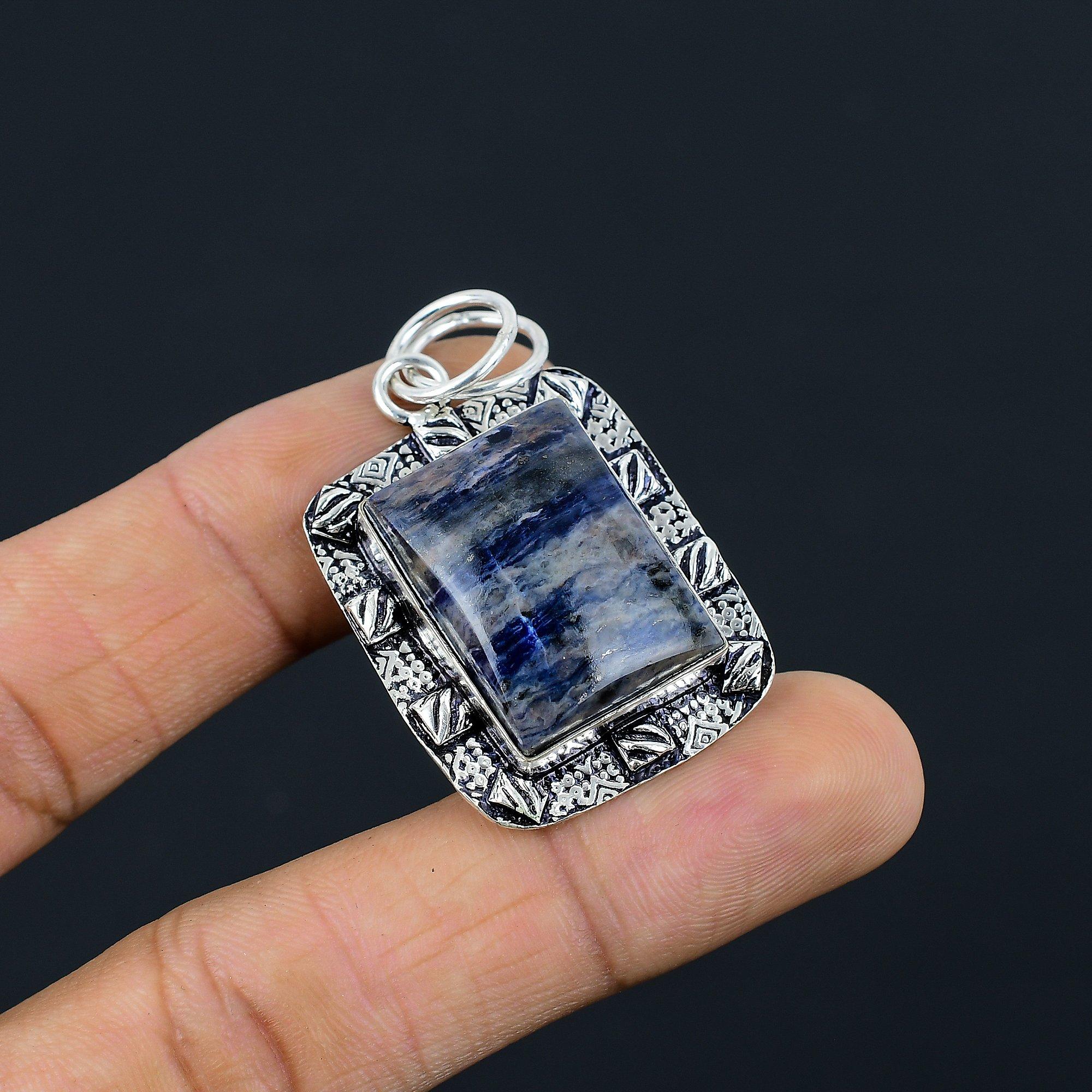 

Womens day Sale 925 Sterling Silver Third Eye Chakra Sodalite Stone New Pendant