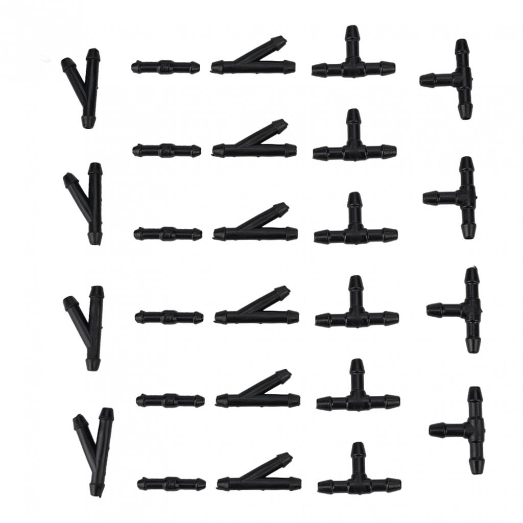 36pcs Hose Connector Black Fittings Joiner Nozzle Pipe Plastic