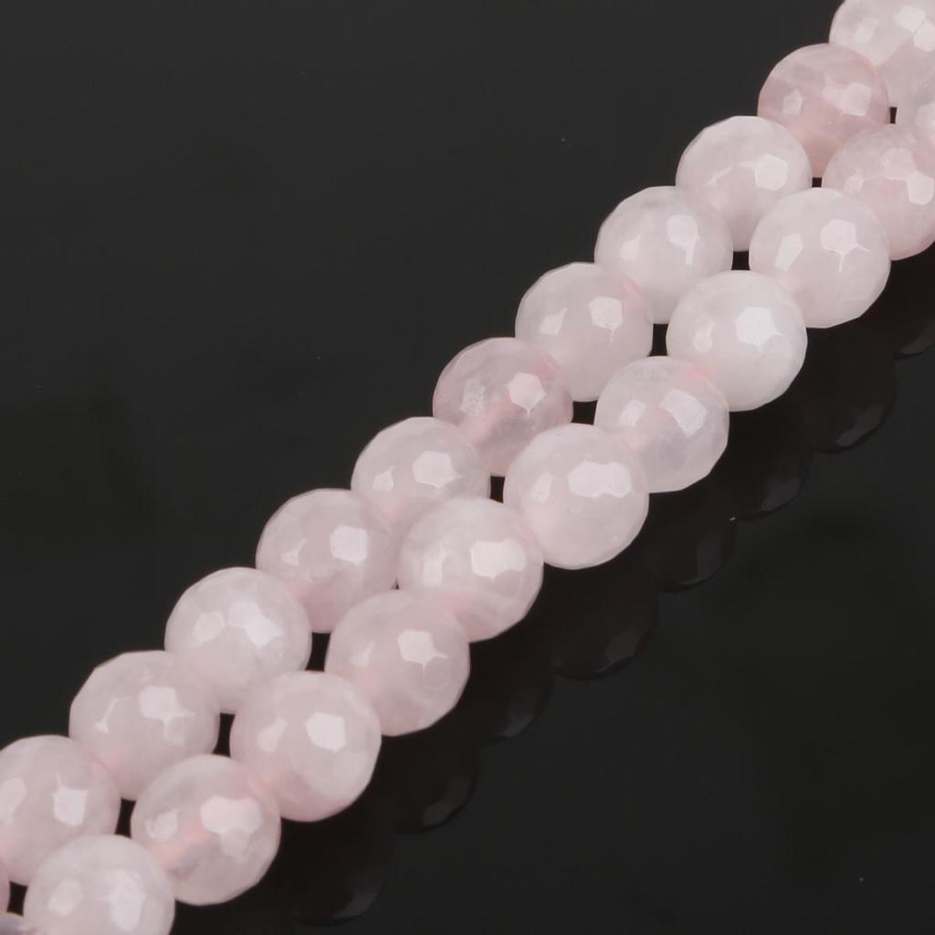 Naturstein, rosa Kristall, facettiert, runde lose Perlen, 15 Zoll Strang, 4 6 8 10 12 mm, Auswahlgröße zur Schmuckherstellung