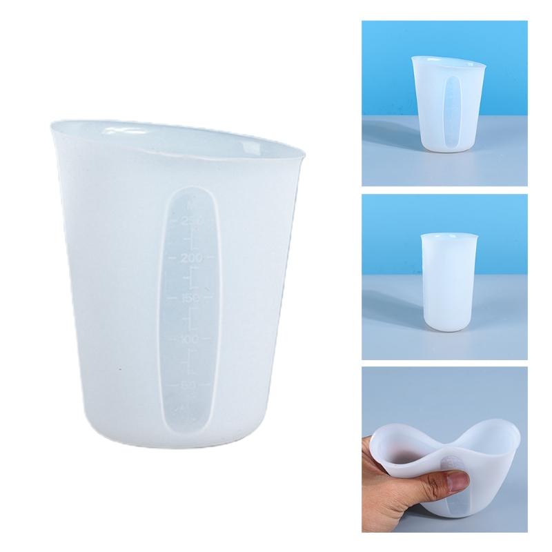 250ML Resin Cup DIY Crafts Jewelry Silicone Measuring Cup Reusable Mixing Cup with Precise Scale Non-Stick Silicone Cup