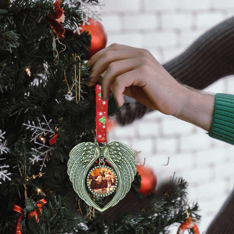 My Heart Is In Heaven Angel Wing Ornament Christmas Tree Pendant Festival Party Household Decorations Xmas Memorial Pendants