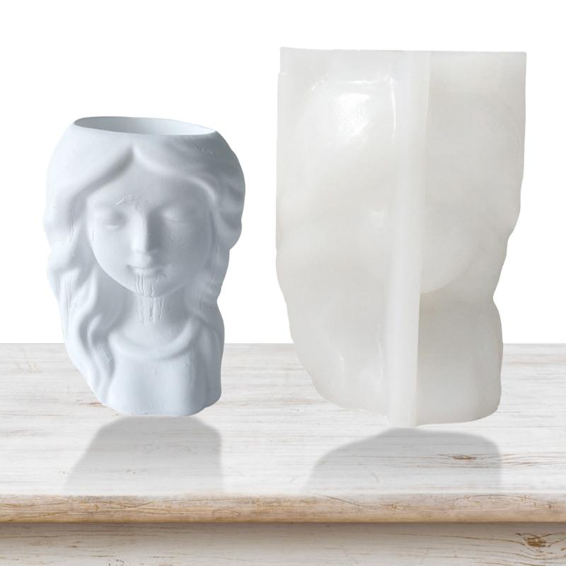 Girls Pen Holder Flower Pot Silicone Molds Epoxy Resin Mold DIY Crafts Plaster Mold for DIY Dried Flower Resin Decors