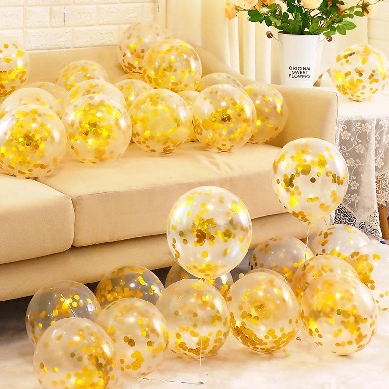 12 Inch Round Sequined Transparent Latex Balloon Birthday Wedding Opening Event Shopping Mall Decoration Party Decoration Supplies