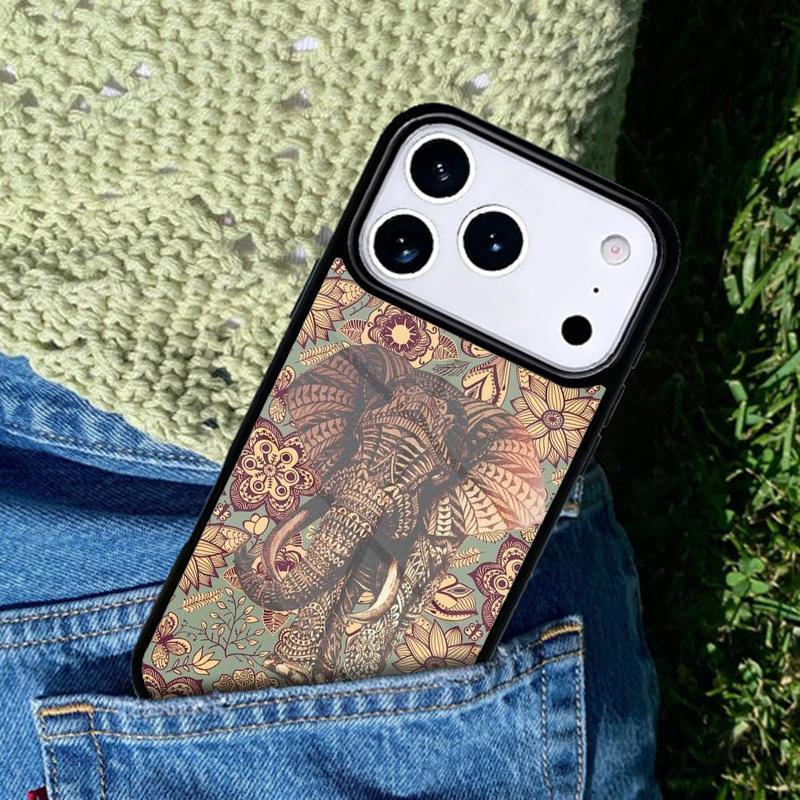 Aztec Floral Elephant Tribal Phone Case Cover for IPhone 11 12 13 14 15 16e 17 Pro Max Coque for IPhone 17 Air