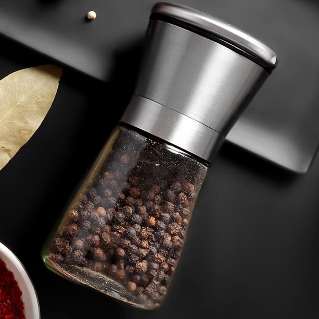 Baijie 304 Stainless Steel Pepper Grinder, Pepper Powder Grinder, Manual Black Pepper Grinder Bottle, 150ml
