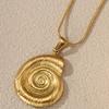 304L Stainless Steel Spiral Conch Pendant Necklace, Gold Ocean Style