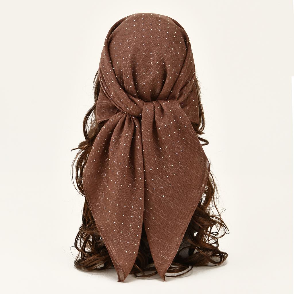 Fashion Twinkling Square Scarf Viscose Headband Summer Breathable Bandana For Women Elegant Turban Hair Wrap 80*80cm