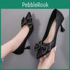 Women Shoes Shoes Black Heels Mid Heels Women Shoes Elegant Office Ladies Shoes Women Pumps Women Classic Pumps Bowknot Dress Shoes