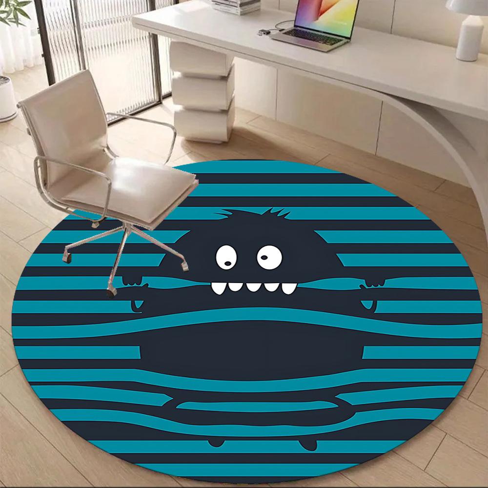 1PC Monster Stripes Office Round Area Rug, Mat Suitable For Office, Under Office Chairs Bedroom Living Room Home Decor, Room Deco