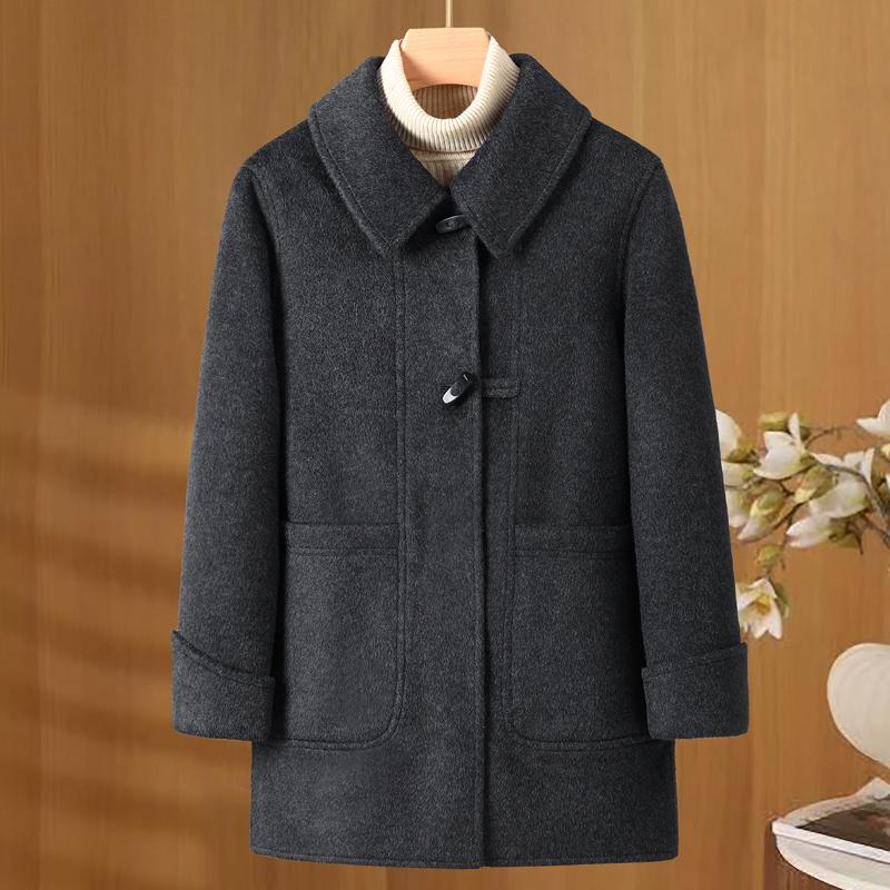 Middle Age Women's Wool Coats and Mixtures Plus Size Autumn Outerwears Elegant Loose Lady Jackets