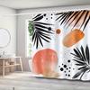 1 szt. czarna, pomarańczowa i biała zasłona prysznicowa z motywem liści, tkanina poliestrowa, można prać w pralce, odpowiednia do dekoracji łazienki