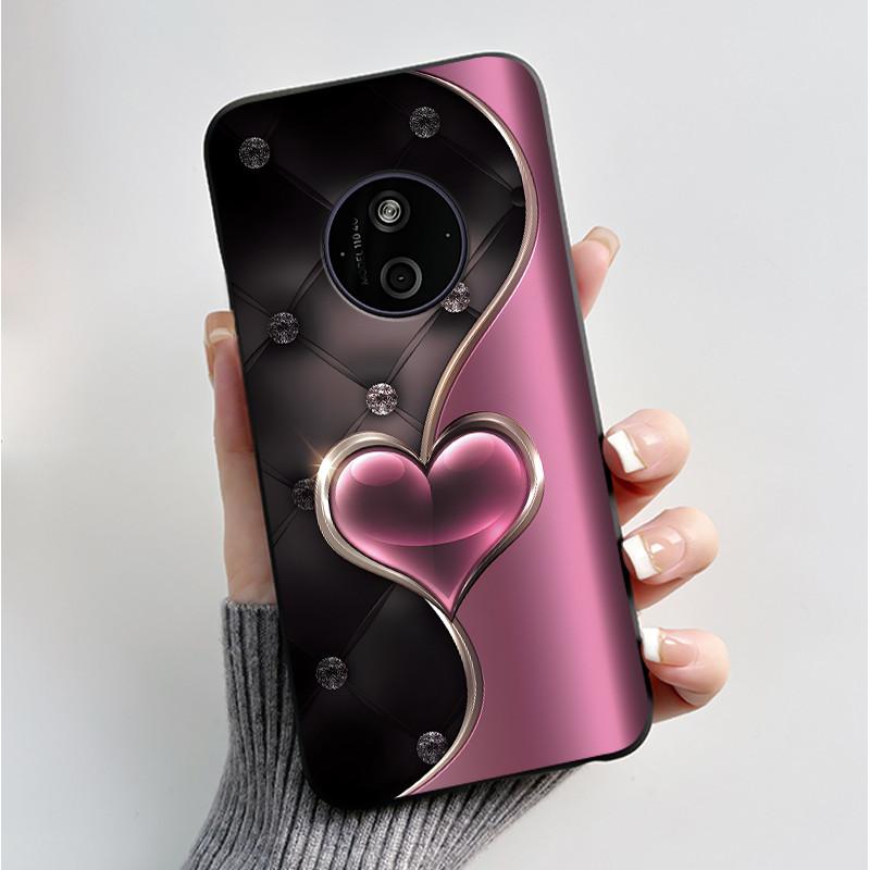 Printed Phone Case For Nokia 110 4G 2024/HMD 110 4G/Nokia 125 4G 2024 Soft Silicone Black Shell Cover Cute Flower Cartoon Casing