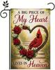 Garden Ag 12x18 Inch, Cardinal Memorial Garden Ag, A Big Piece of My Heart Lives In Heaven, Sympathy Outdoor Decorative  Kkz